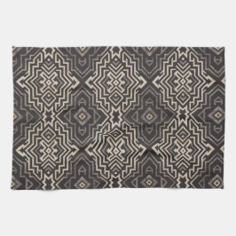 Modern Labyrinth (grey + brown) Geometric Luxury Kökshandduk