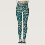 Modern läder/Guld-klackade baljväxter Leggings<br><div class="desc">Trendig,  tealformar har guld-folie crackle mönster.</div>