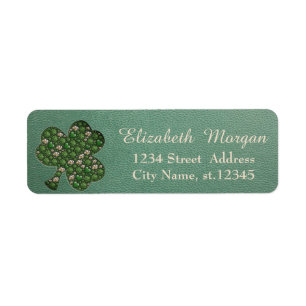 Modern läderlook,Shamrock,Sankt Patricks dag Returadress Etikett