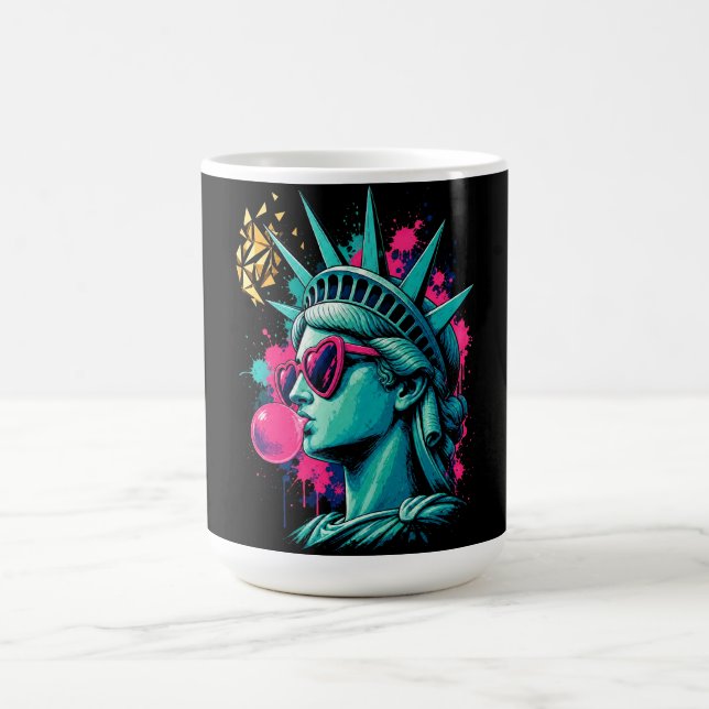 Modern Lady Liberty Pop Art - Hjärtformade Solglas Kaffemugg (Center)