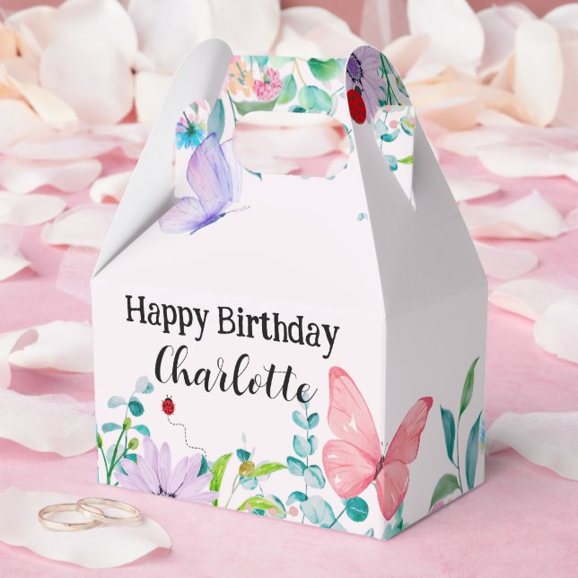 Modern Ladybug Butterfly, färgad blomma Birthday Presentaskar (Bröllop)