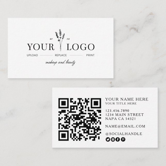 Modern Lägg Till Din Logotyp Skönhet Sminkartist Q Visitkort (Fram/baksida)