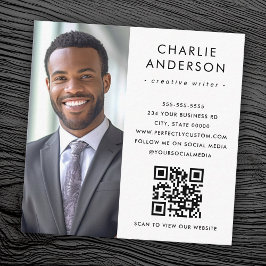 Modern lägsta elegant, vit fotokod QR Fyrkantigt Visitkort