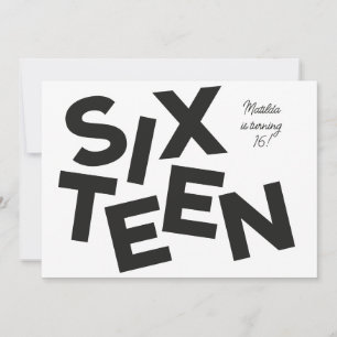 Modern lägsta fetstil - 16-årsdag inbjudningar