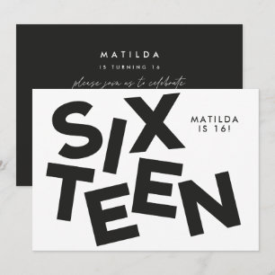 Modern lägsta fetstil - 16-årsdag inbjudningar