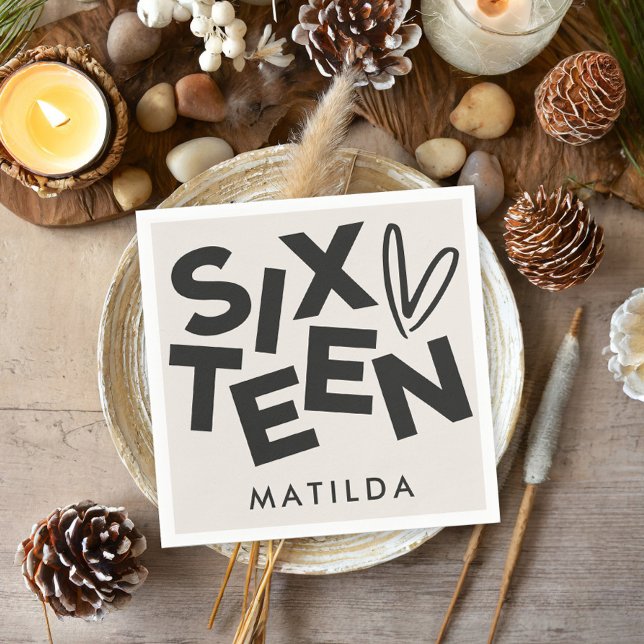 Modern lägsta fetstil - 16-årsdag pappersservett (Skapare uppladdad)