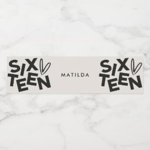 Modern lägsta fetstil - 16-årsdag vattenflaskor etikett