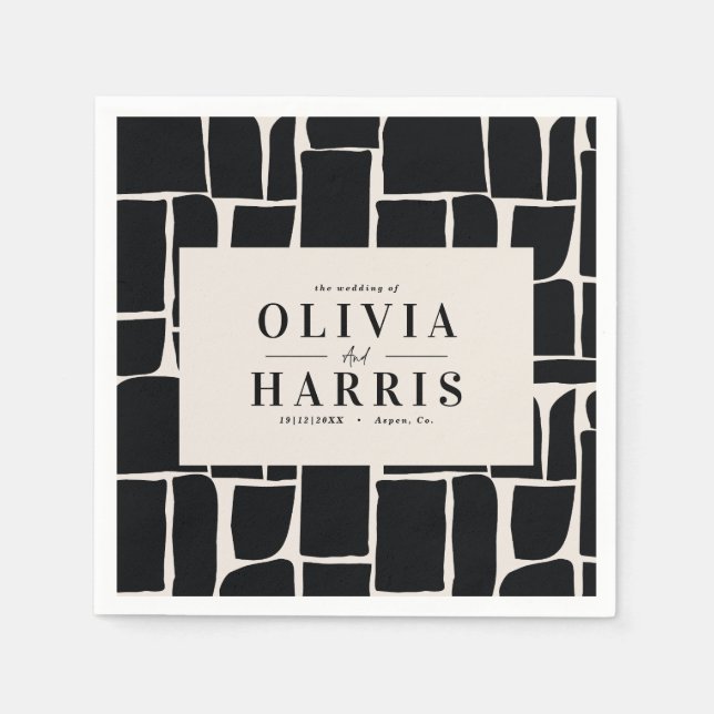 Modern lägsta grafik, svart och vit partiförmån pappersservett (Framsidan)