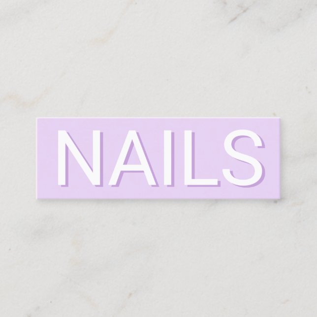 Modern lägsta lila-typografi-nagel mini visitkort (Framsida)