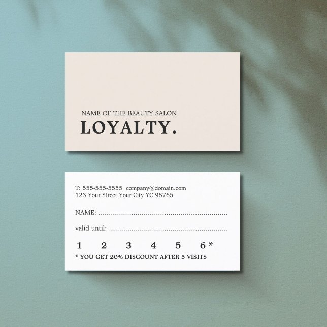 Modern lägsta Pastel Beauty Loyalty Card Lojalitetskort (Skapare uppladdad)