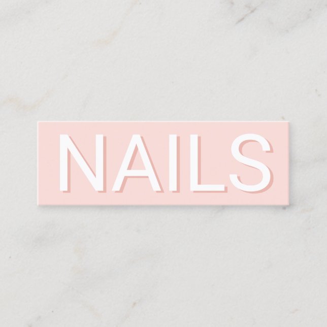 Modern lägsta  rosa-typografi nagel mini visitkort (Framsida)