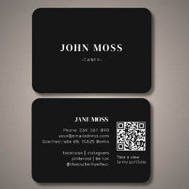 Modern lägsta svarta QR-kod Visitkort