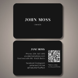 Modern lägsta svarta QR-kod Visitkort