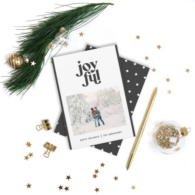 Modern lägsta svartvit jultypografi julkort (Skapare uppladdad)