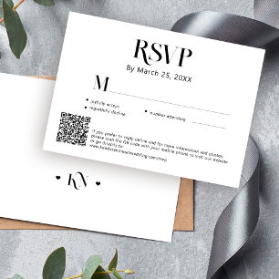 Modern lägsta svartvitt QR-kod bröllop OSA Kort