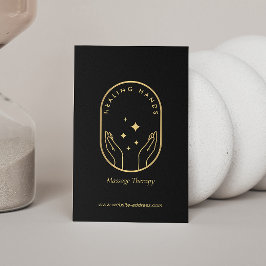 Modern läkningsmassage i Händer, Hälsa Guld Logoty Visitkort