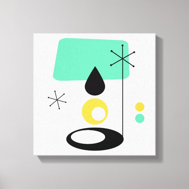 Modern lampdesign i mitten av århundradet blå guld canvastryck (Framsida)