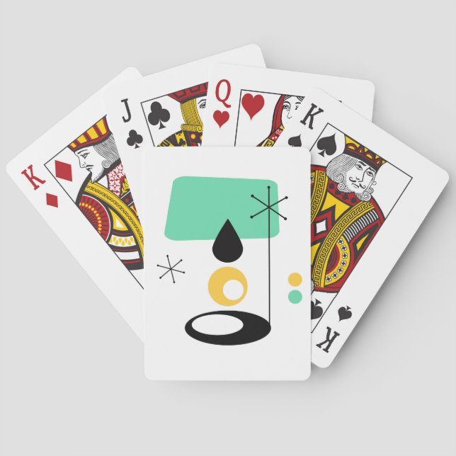 Modern lampdesign i mitten av århundradet blå guld spelkort (Baksidan)