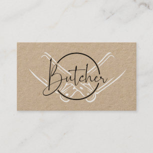 Modern Land Kraft Butcher Logotyp Visitkort