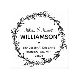 Modern landsbygdsadress krans med löv självfärgande stämpel