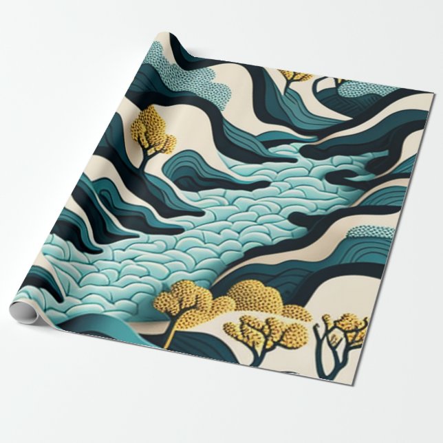 Modern Landscape Presentpapper (Utrullad)