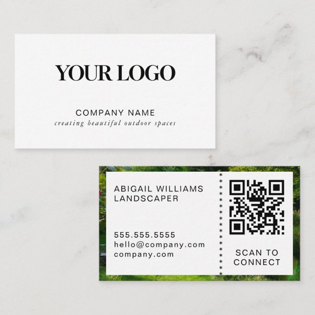 Modern Landskapsarkitekt Anpassad Logotyp QR-kod F Visitkort (Fram/baksida)