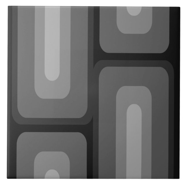 Modern, lång rektangel, Mörk, Grått Kakelplatta (Framsidan)