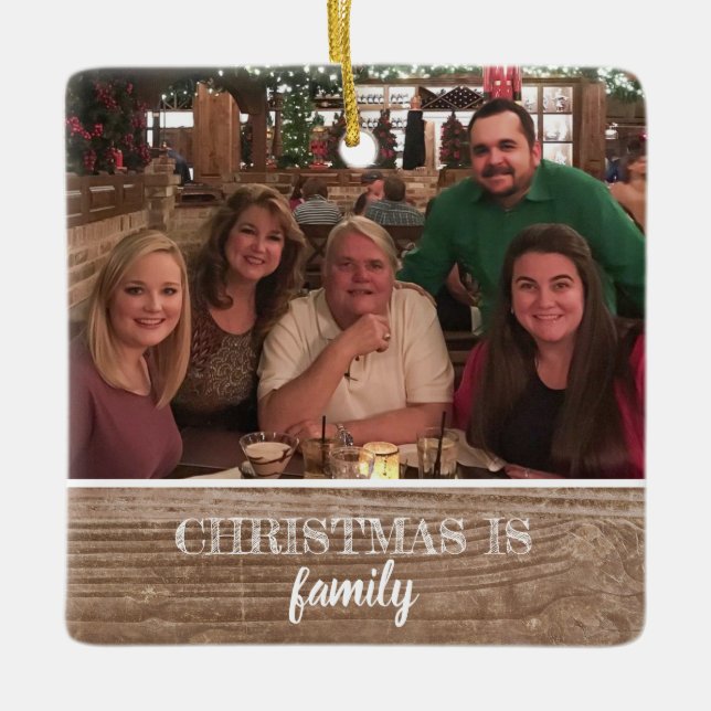 Modern lantlig för sidofamilj för anpassningsbar 2 julgransprydnad keramik (Framsida)