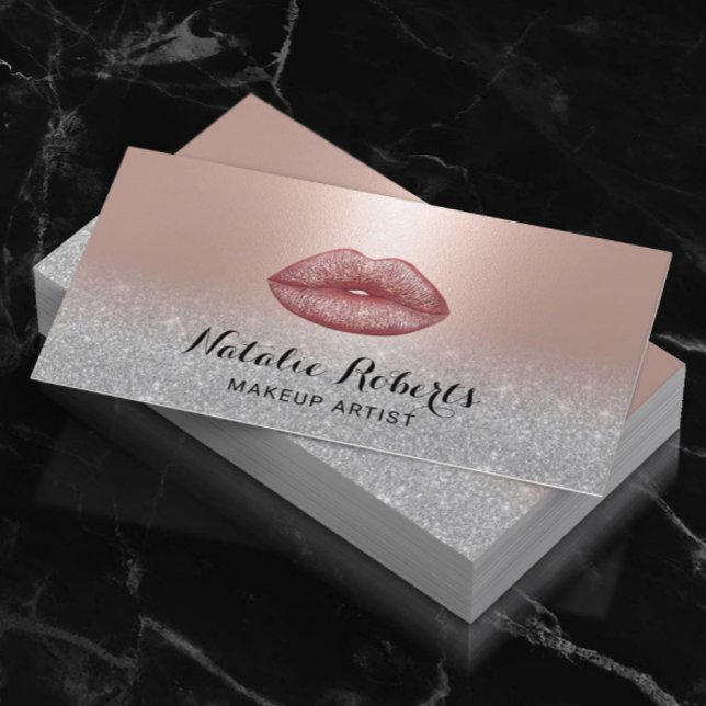 Modern Läppar Salon  Ro Guld Makeup-konstnär Visitkort (Skapare uppladdad)