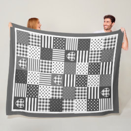 Modern lapptäcke gingham svart och vit fleecefilt