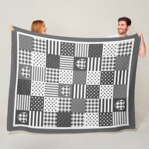 Modern lapptäcke kilt gingham svart och vit fleecefilt
