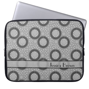 Modern laptop sleeve för blommagrå färgpolka do