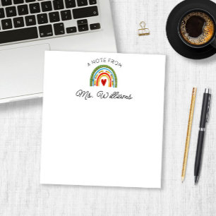 Modern lärare Colorful Boho Rainbow eget namn Anteckningsblock