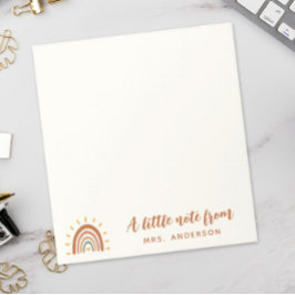 Modern lärare, eget namn Boho Rainbow Sol Anteckningsblock