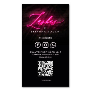 Modern Lash Beauty Salon Lash Extensions QR Magnetiska Visitkort