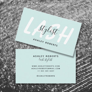 Modern lash stylist aqua blue visitkort
