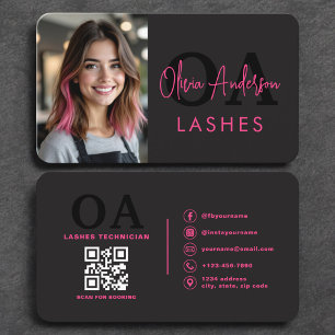 Modern Lash Tech QR-kod Foto Visitkort