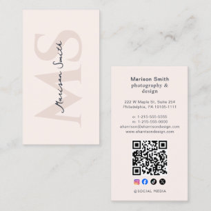 Modern Lashes Sminkartist Pastell Rosa Monogram Visitkort