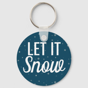 Modern låt det snöa blå med snöflingor nyckelring