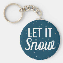 Modern låt det snöa blå med snöflingor nyckelring