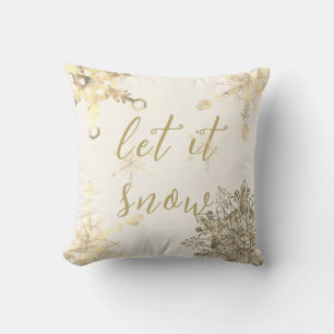 Modern Låt det snöa Golden Sparkling Snöflingor Kudde