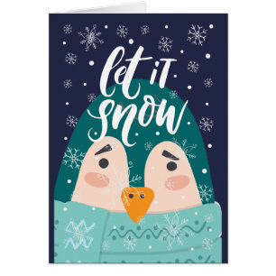 Modern "Låt det snöa" Penguin jul Hälsning Hälsningskort