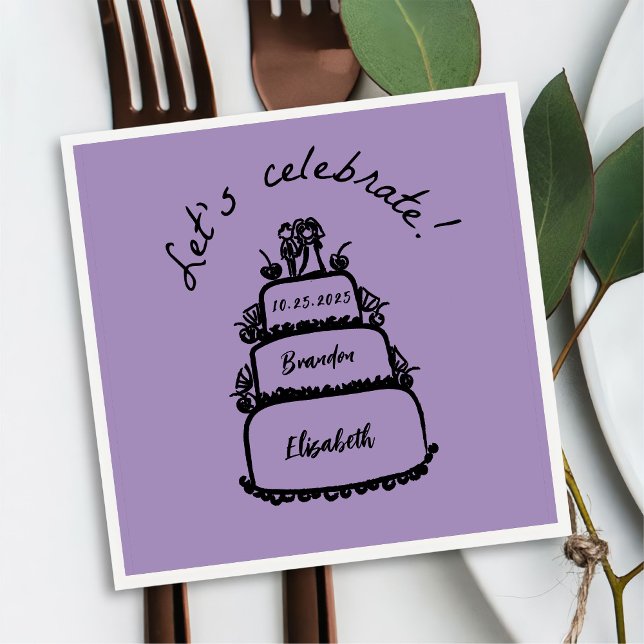 Modern Låt oss Celebrate Personlig Bröllop Napkin Pappersservett (Skapare uppladdad)