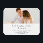 Modern Låt oss Prova detta igen med kallgrafifoto Magnet<br><div class="desc">Utformningen har ett vackert calligraphy tunnare bröllop-skript med ditt fantastisk-foto som,  om det är avstängt,  är perfekt. Anpassa enkelt namn,  händelsemedatum och meddelande. En perfekt komplimang till alla moderna bröllop-teman.</div>