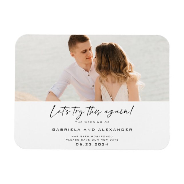 Modern Låt oss Prova detta igen med kallgrafifoto Magnet (Horisontell)