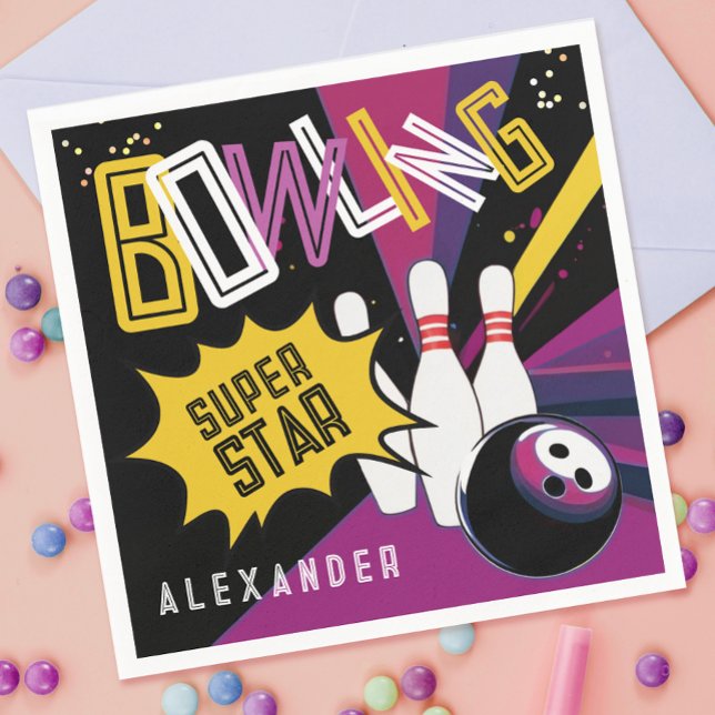 Modern Låt oss Strejka upp Färg Rosa Bowling Party Pappersservett (Skapare uppladdad)