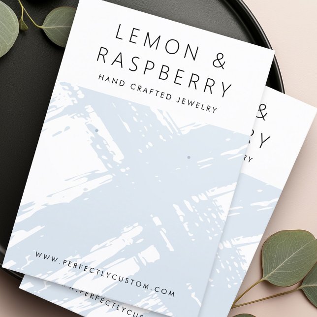 Modern lätt dammiga blåborstfiske öronkort visitkort (Modern light dusty blue brushstrokes earring card)