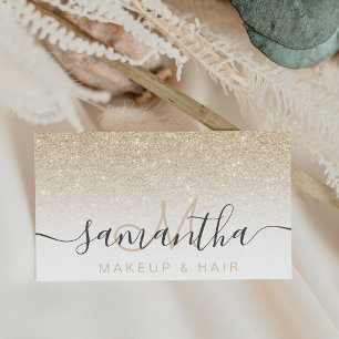 Modern lätt guld glitter, vitt makeup-hår visitkort