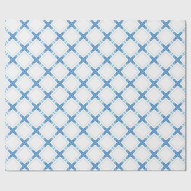 Modern lattice Blue White Classy Presentpapper (Platt)