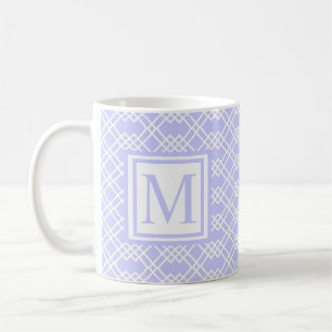 Modern lattice Geometric Monogram Light Periwinkle Kaffemugg